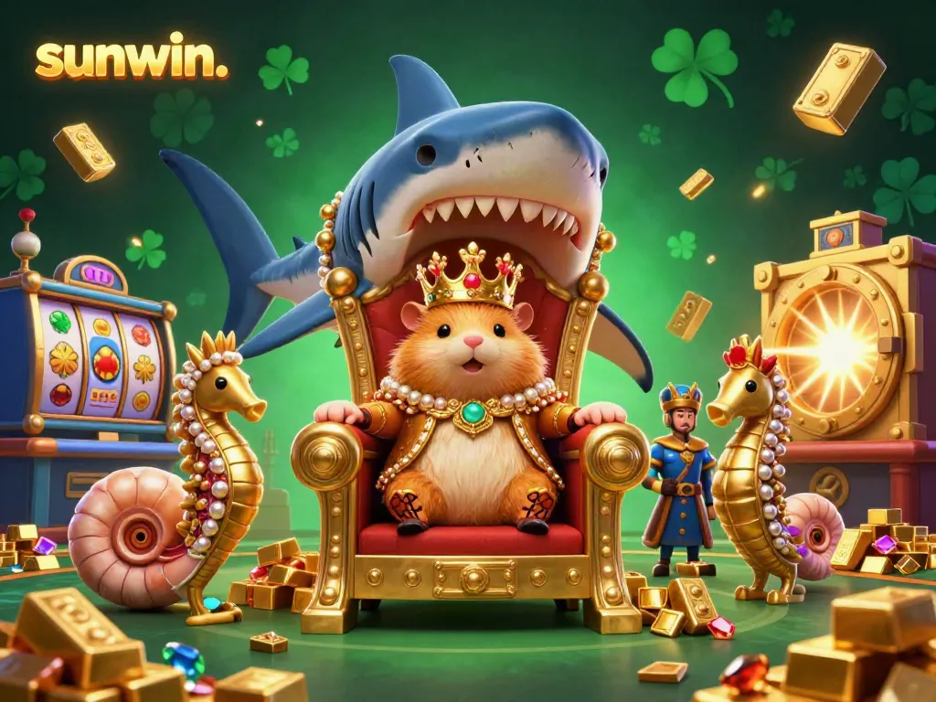 Experience the thrill of gameplay at sunwin. through an animated casino scene featuring a hamster king and dazzling treasures.